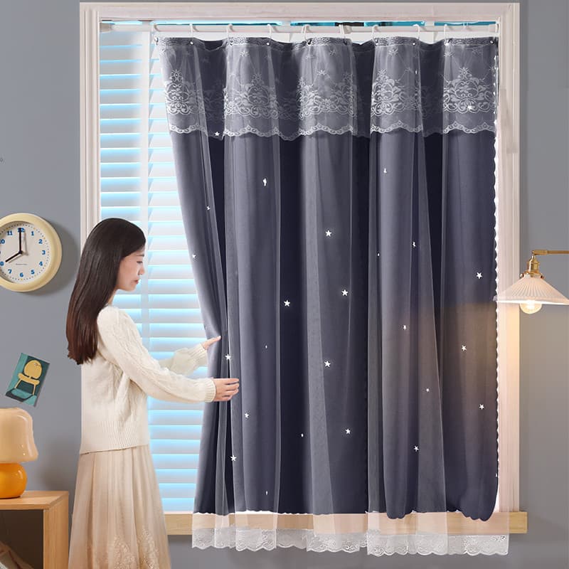 Instalação sem perfuração cortinas pequenas forte cortinas Blackout quarto 2022 novo estilo influenciador simples haste