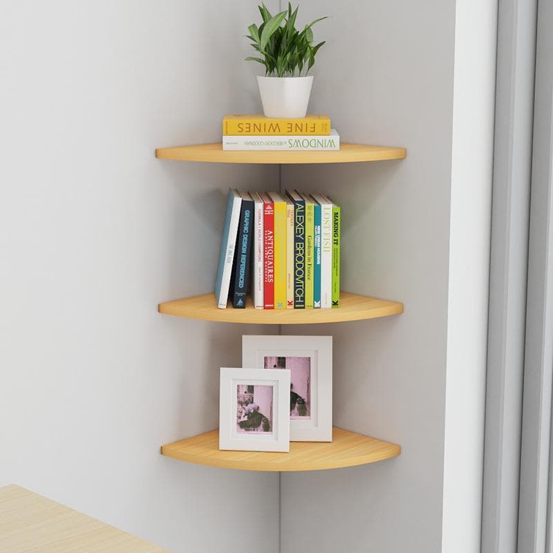 Prateleira em forma de leque de canto Decoração de quarto Prateleira de parede Divisória sem perfuração Montado na pared