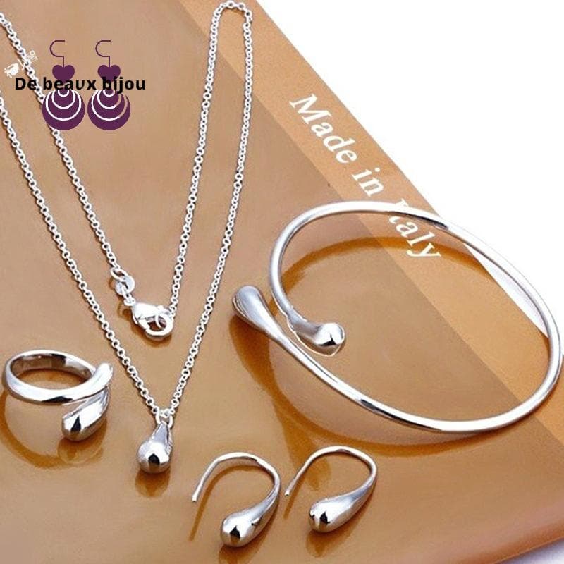 Bom 4 Pçs Moda Lágrima Conjunto De Jóias Para Mulheres Simples Anel Nelace Pulseira Brincos Banquete De Casamento Bem