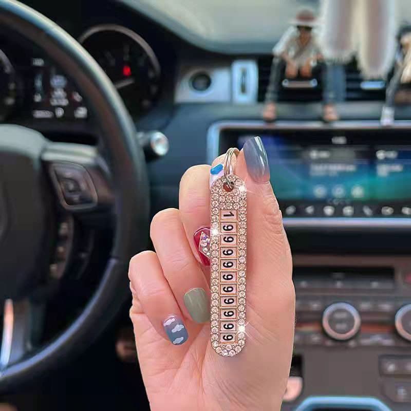 Anti-perdido placa de número chaveiro telefone móvel das mulheres dos homens anel corrente requintado carro diamante cha