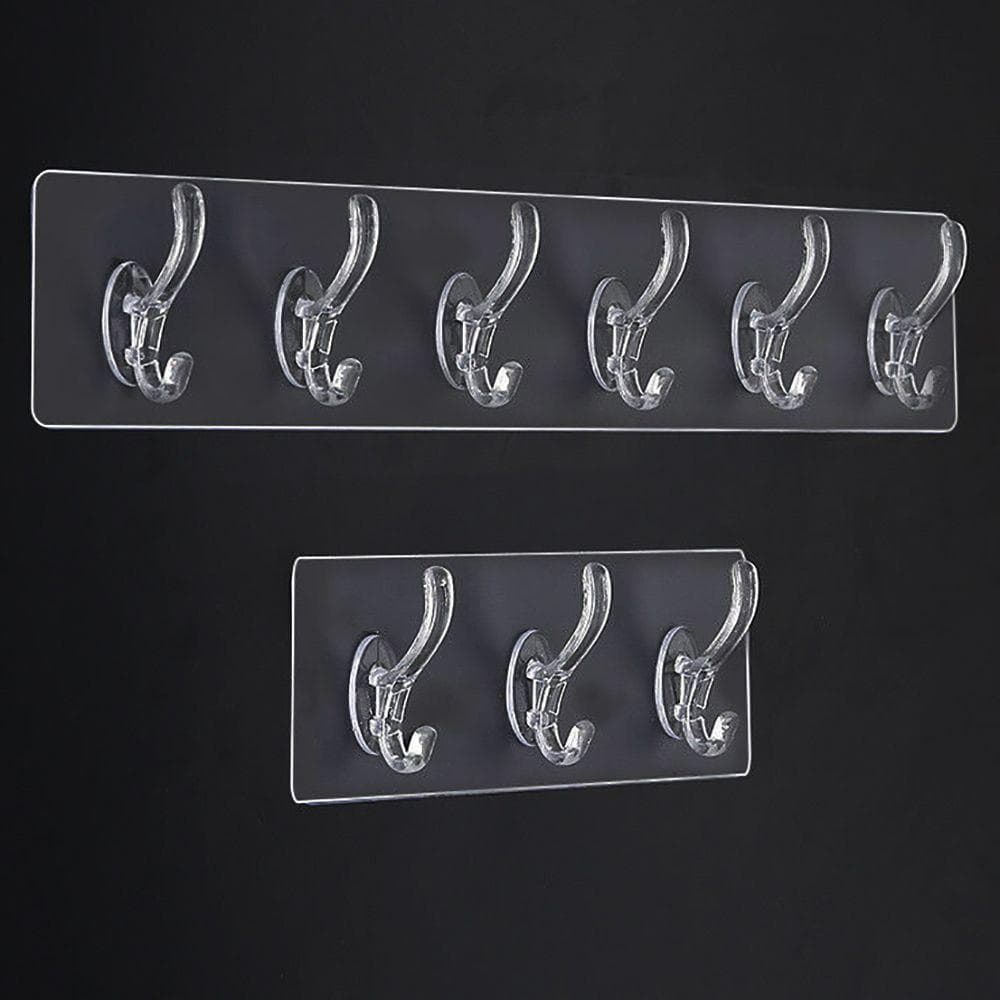 Ganchos De Parede PVC 1/3/5/6 Fileiras Para Banheiro , Cabide Sem Rastros De Autohesão De Cozinha