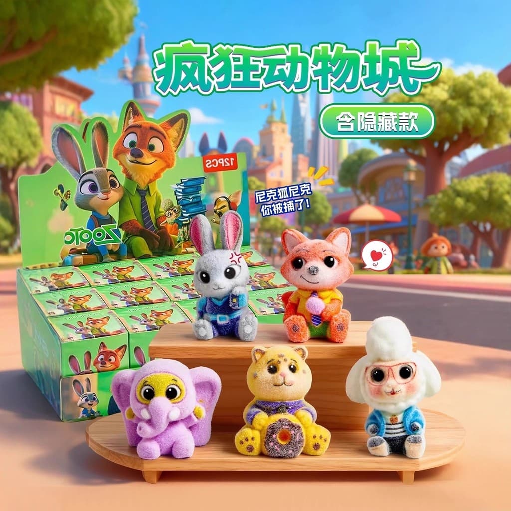 Caixa misteriosa da cidade de animais loucos dodongle sorte desenhar borracha macia reunindo boneca brinquedo poke poke
