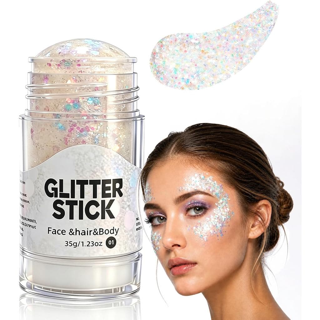 Bastão de Glitter Patriótico Vermelho e Azul para Corpo, Rosto e Cabelo – Brilho de 8 Cores para 4 de Julho, Dia da Inde