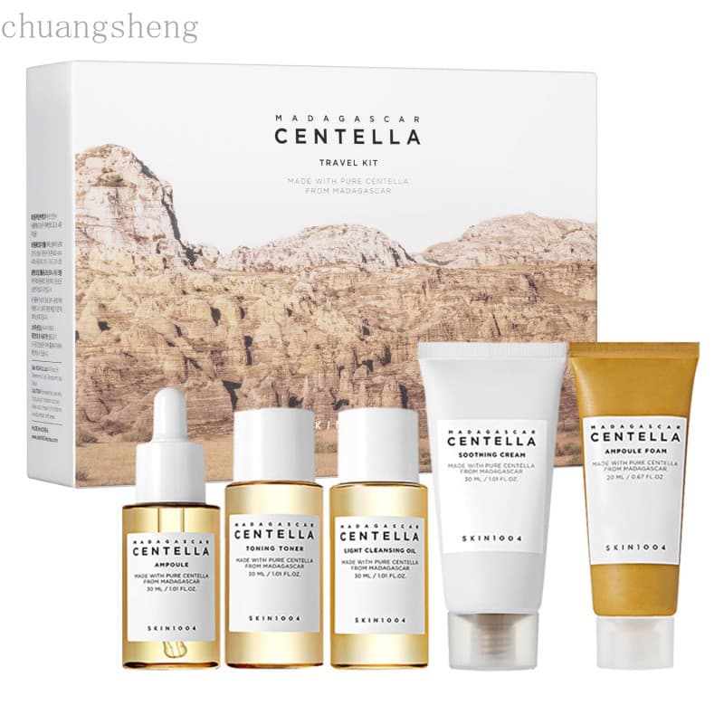 SKIN1004 Kit de Viagem Centella, Conjunto de Cuidados com a Pele Coreano com Tônico, Hidratante, Sérum, Óleo e Limpador,