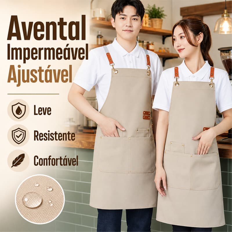 Avental de Lona Impermeável Ajustável Unissex para Cozinha, Resistente, Durável, Leve e Antimanchas