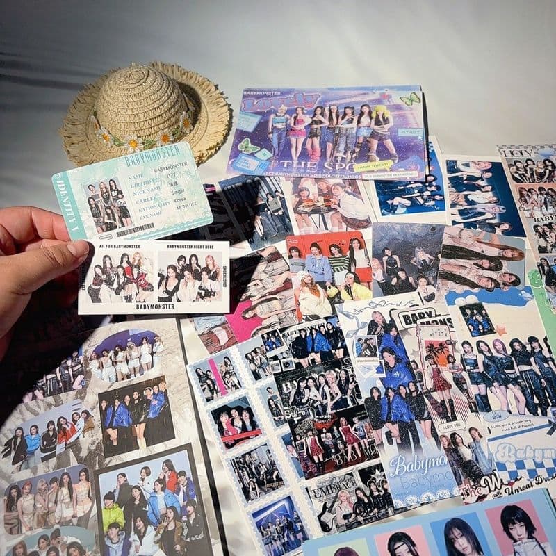 BABYMONSTER Apoie todo o balde da família Shinsha Azul Zheng Yaqi Mercadoria Cartão postal LOMO Lide Marcador Caixa de p