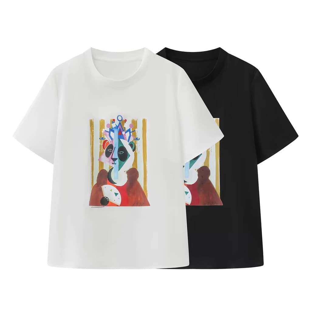 Camiseta feminina verão novo estilo estilo literário de manga curta nacional na moda impresso ombro topo Casual High-End