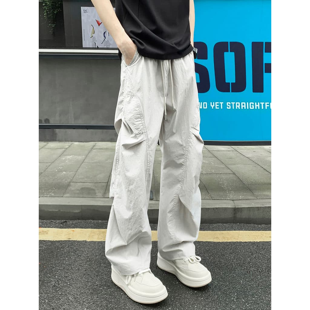 Americano Street Wear Casual calças compridas dos homens verão estilo fino seda gelo solto em linha reta respirável juve