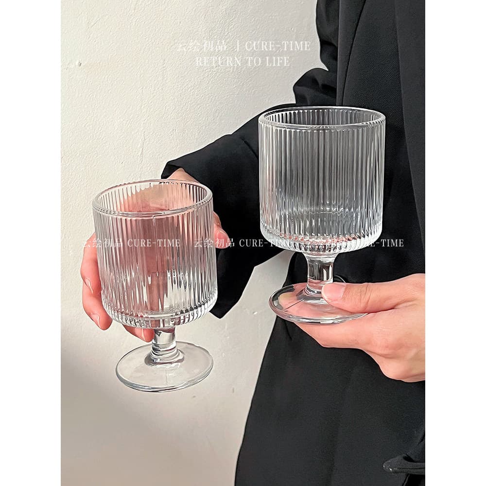 Copo de suco de vidro de vento ins de alto valor padrão Vertical sorvete iogurte sobremesa taça bebida copo de água Desi