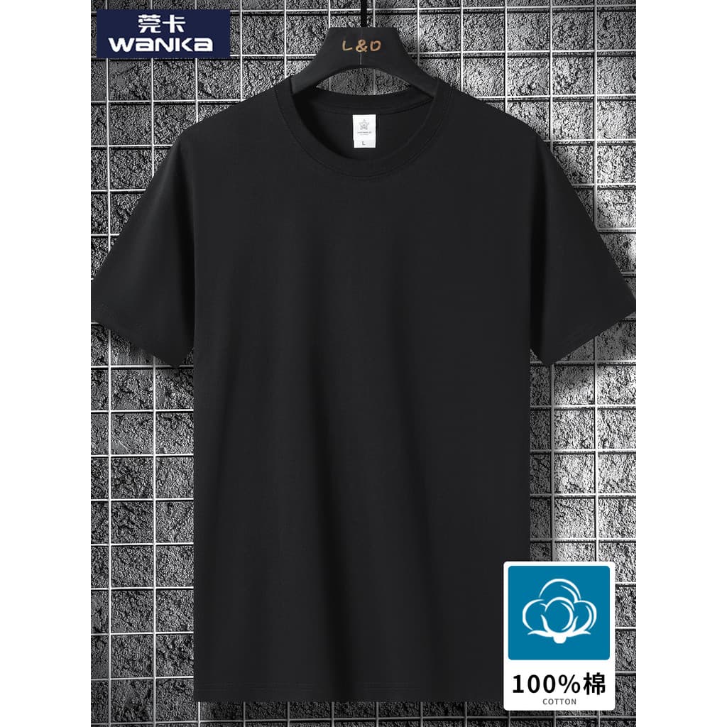 Camiseta preta de manga curta masculina 2025 verão novo estilo solto masculino puro algodão camiseta estilo fino Base in