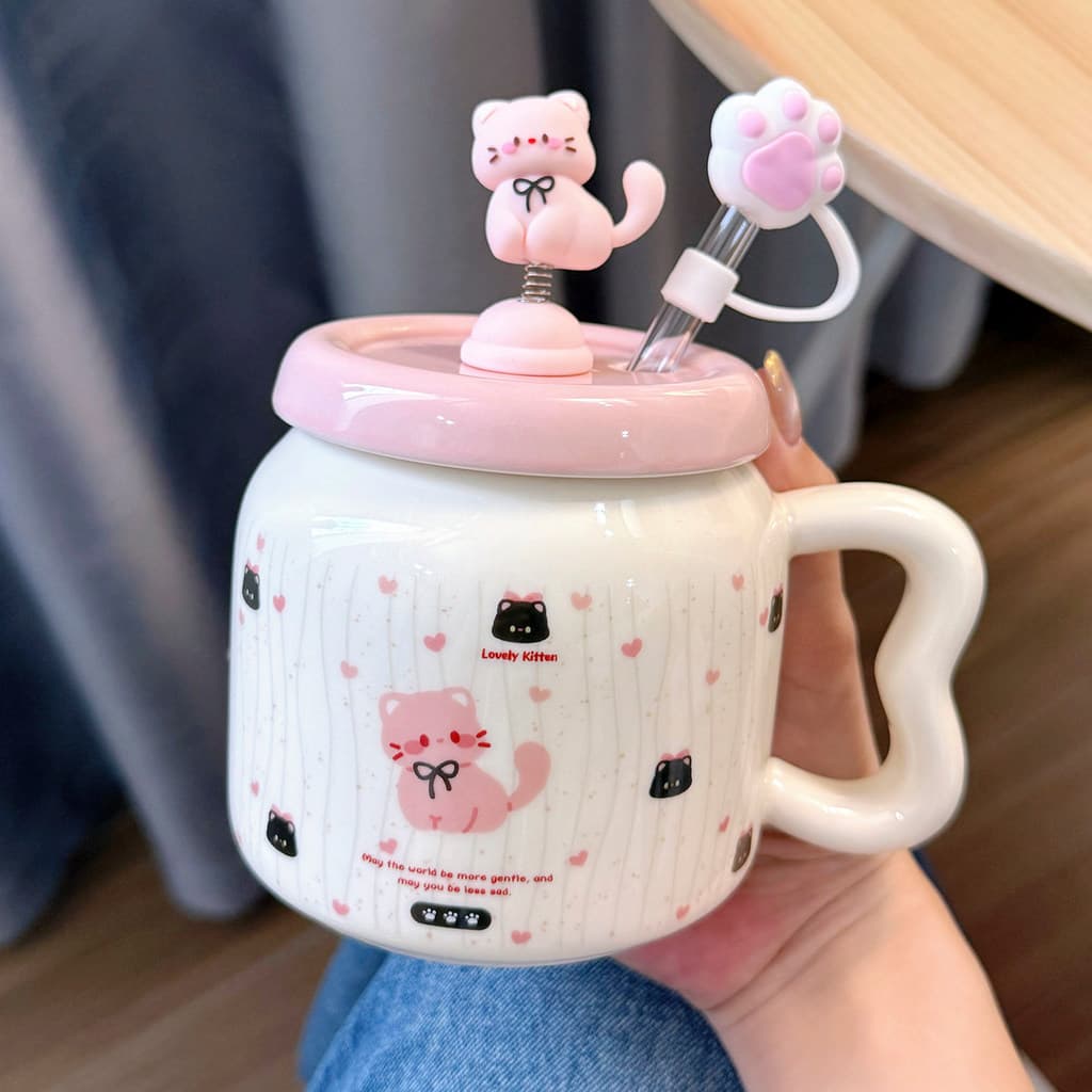 garrafa de agua infantil menino garrafa de água infantil garafa de agua infantil Copo de palha caneca de gato fofa com