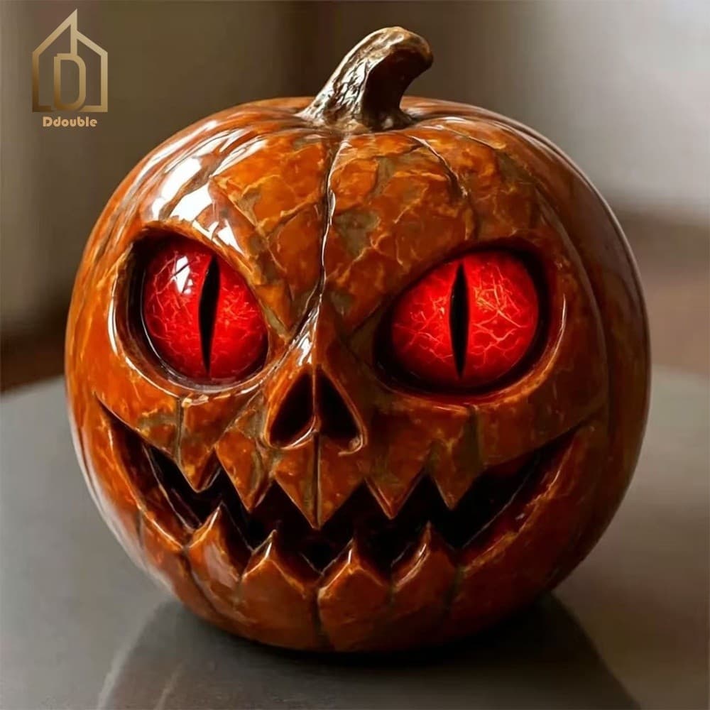 Decoração De Careta De Abóboras De Halloween De Resina Com Detalhes De Olho De Gato Para Quintal , Gramado , Jardim , Va