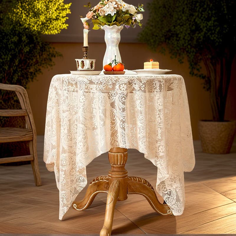 Toalha De Mesa Aberta De Renda Francesa Vintage , Capa Retangular Para De Centro , Decoração Redonda , Tapete Elegante D