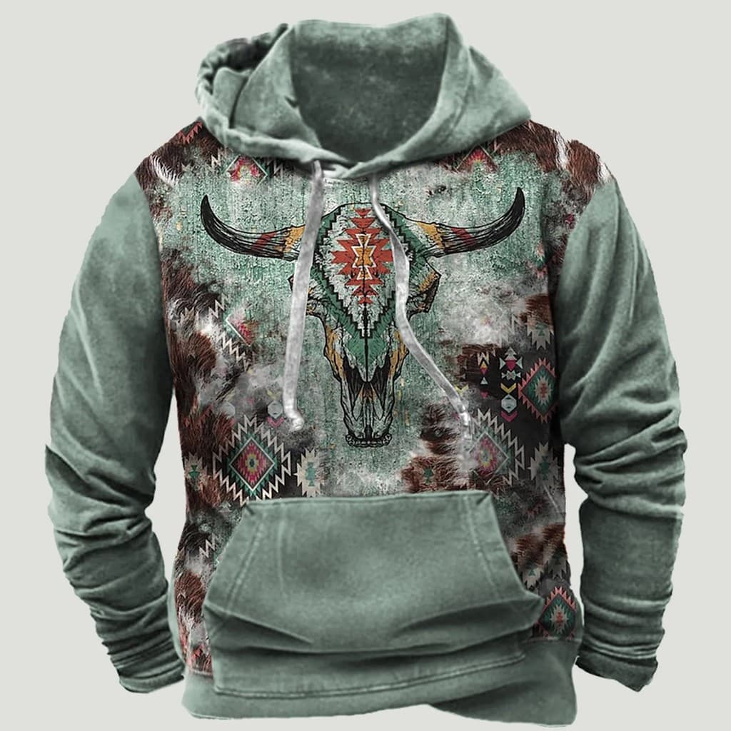 Moletom Masculino Folk Tribe Outono Inverno, Hoodie Vintage de Manga Longa, Suéter Estilo High Street, Camisa Étnica Oci