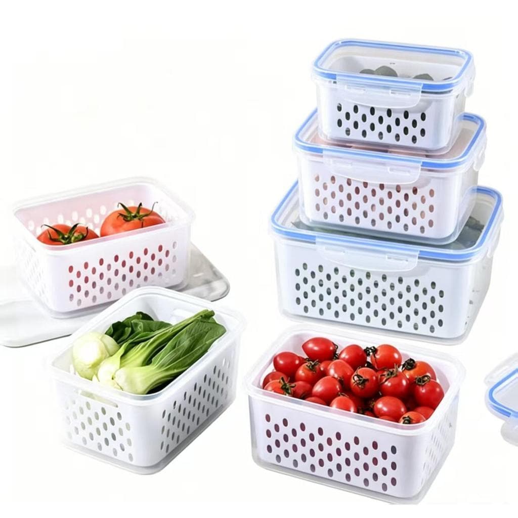 haosin Kit 3 Organizadores Potes Herméticos para Conservação de Alimentos na Geladeira