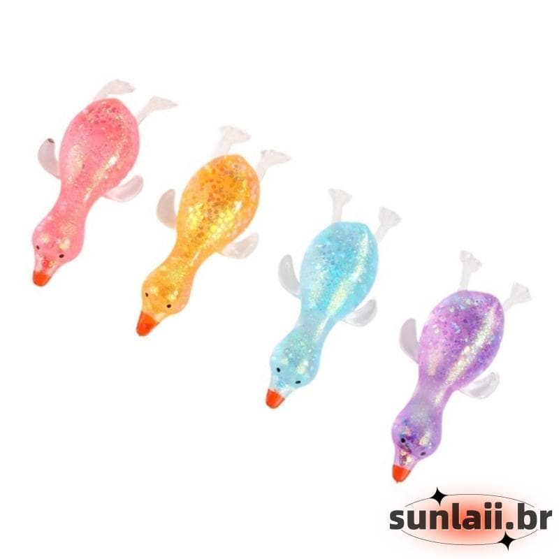 SUNLAII 4 Peças Forma Pato Colorido Brinquedo Apertar Para Alívio Do Estresse Macio Sensorial Fidgety Perfe