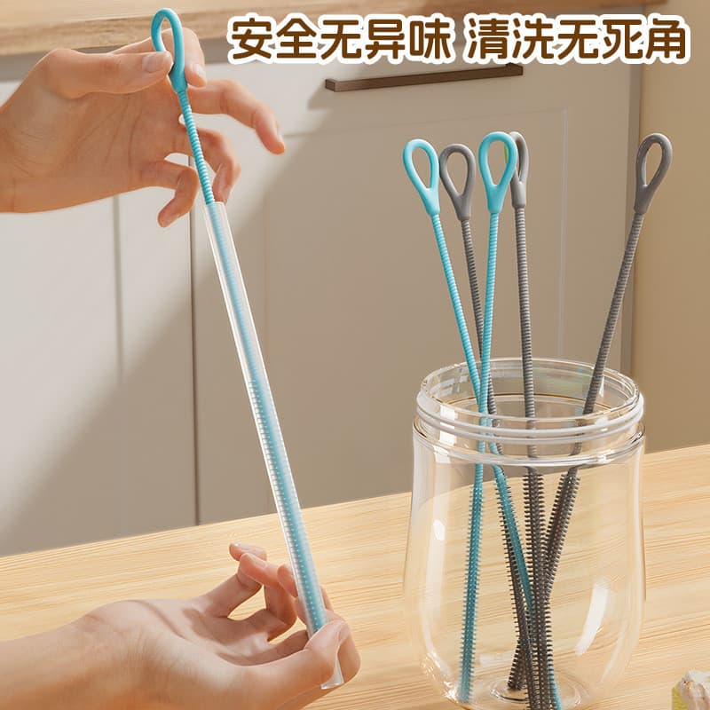 Escova de silicone para limpeza de mamadeiras, escova pequena especializada com cabo longo para limpeza de frestas em co