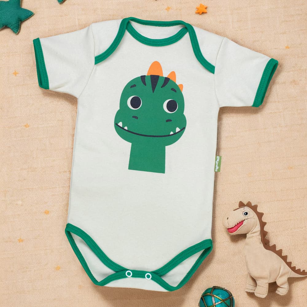 Body Bebê Dino Bege Conforto Para Meninos 0 A 12 Meses [F131]