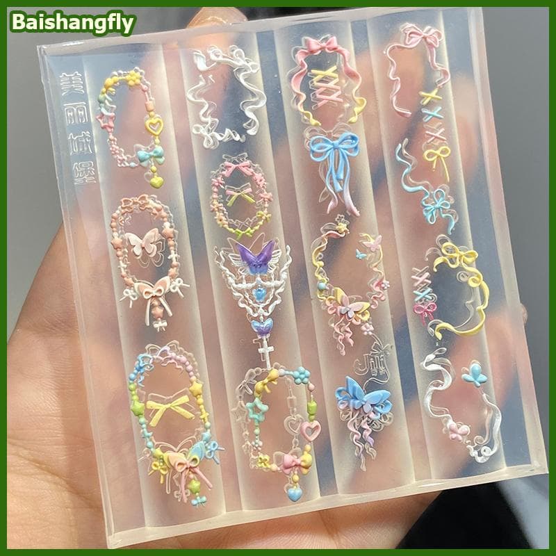 baishangfly 3D Silicone Monstera Leaf Molde Para Escultura Em Unhas Acrílico Fita Pássaros Placa De Estampagem Estênceis