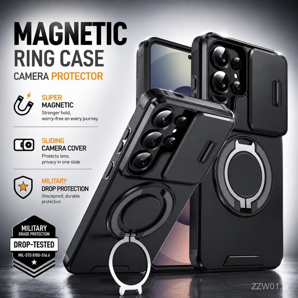 Capa Magnética à Prova de Choque Militar para Samsung S26 S25 S23 S22 S21 Ultra Plus Note 20 Ultra S26Edge S25Edge Compa