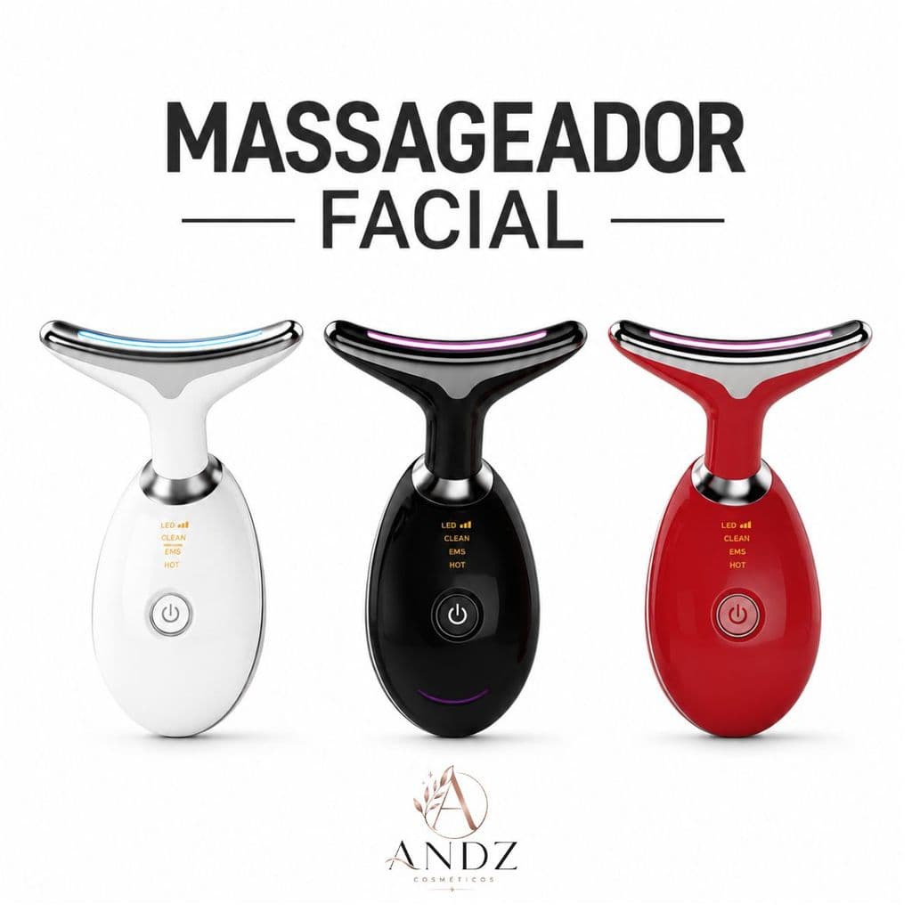 Massageador Facial Elétrico LED Luz Vermelha Lift Drenagem Rejuvenescimento