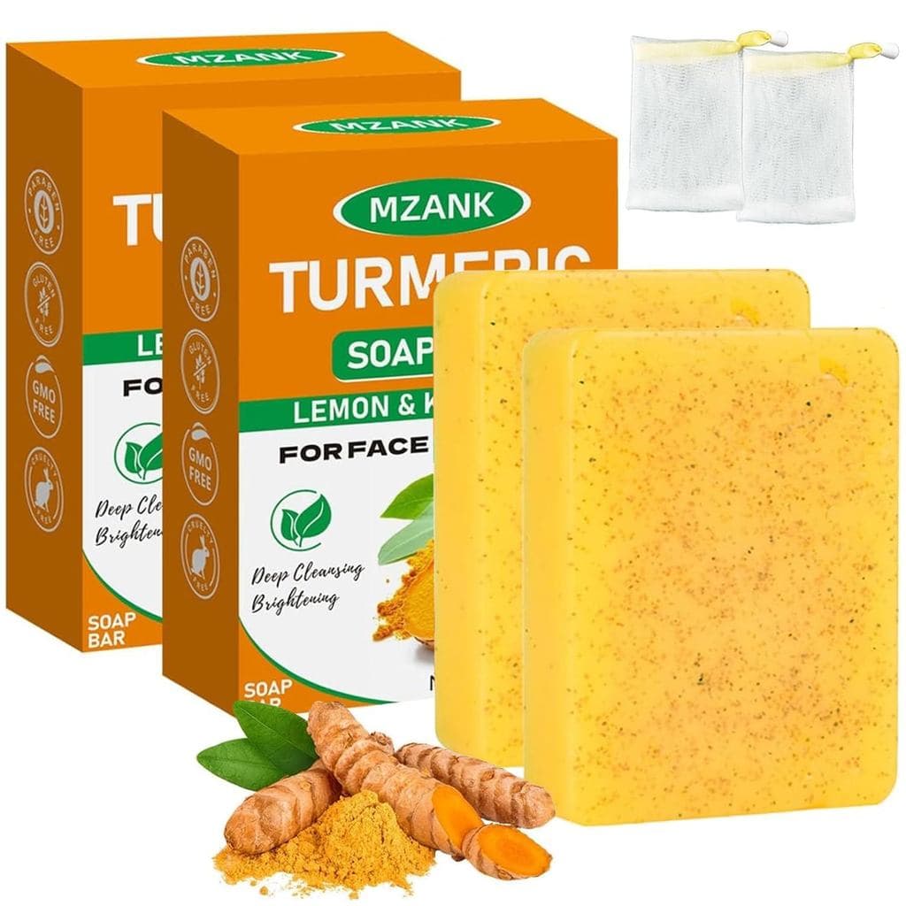MZANK Pacote com 2 Sabonetes de Ácido Kójico, Sabonetes de Cúrcuma para Remoção de Manchas Escuras, Hidratantes com Colá