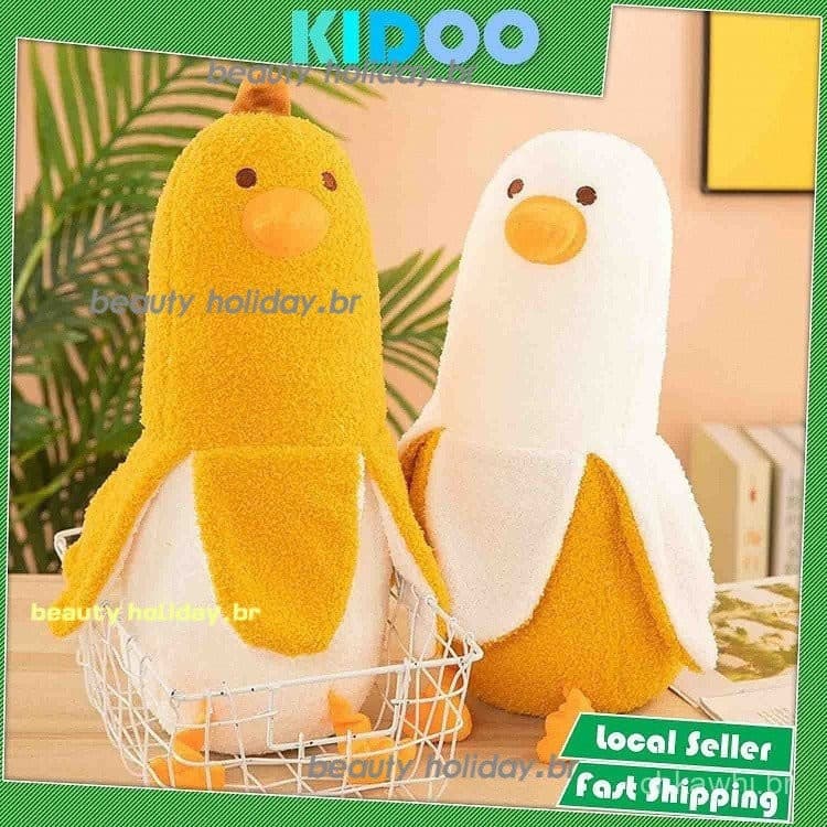 KIDOO Brinquedo de Pelúcia Engraçado Novo Pato Banana Almofada Boneca de Pato Fofa Boneca de Dormir Brinquedo de Pelúcia