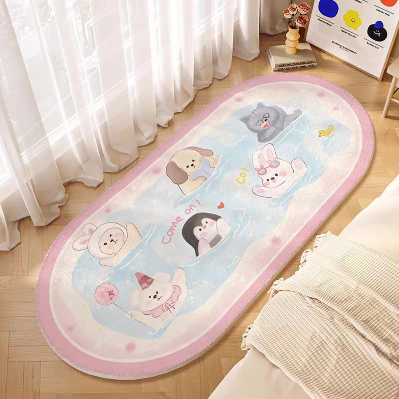 [Novo produto] tapete de cabeceira dos desenhos animados quarto cabeceira pé tapete imitação Cashmere menina quarto das