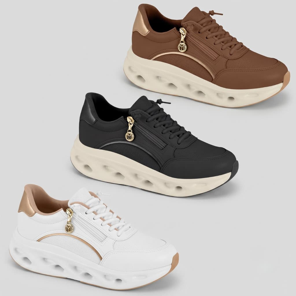 Tênis Feminino Modare Ultra Conforto Plataforma Vazada Zíper Original