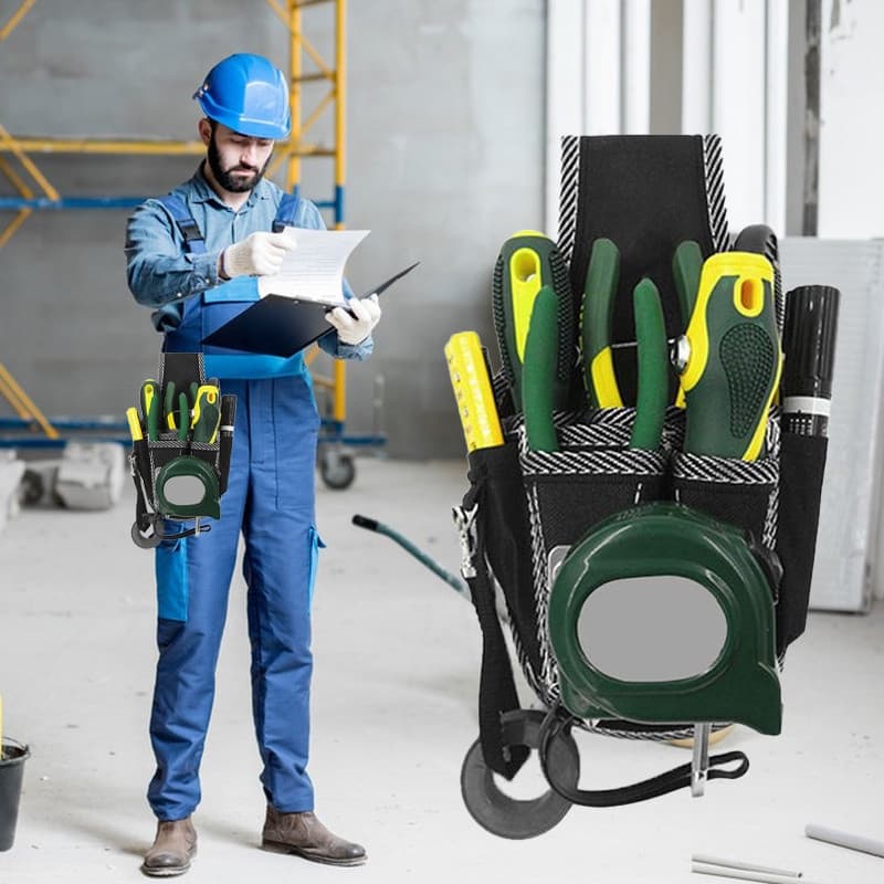 Conjunto de bolsa de ferramentas multifuncional em nylon, adequado para cinto de eletricista.