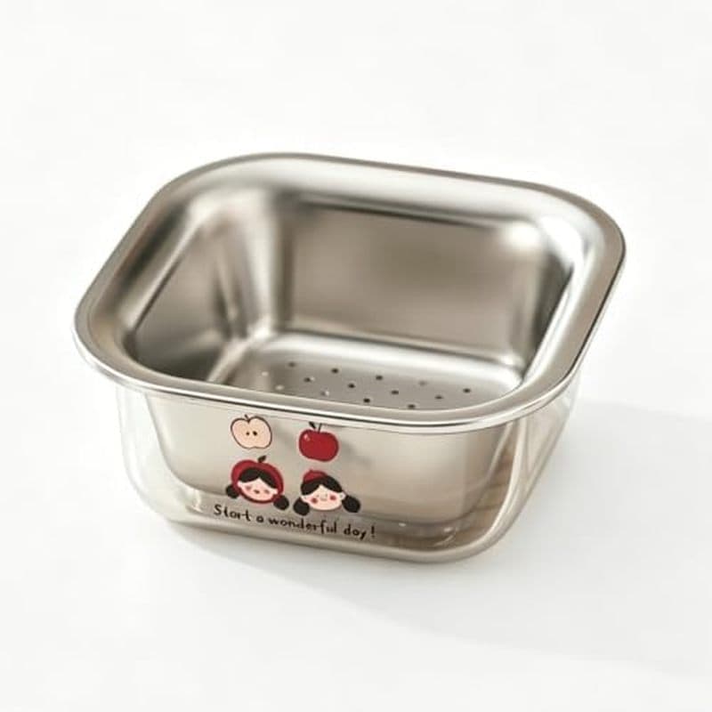 Filtro De Tigela De Lavagem De Frutas De Aço Inoxidável 304 , Cesta De Drenagem Multiuso Espessada (Apple SisterSilver)