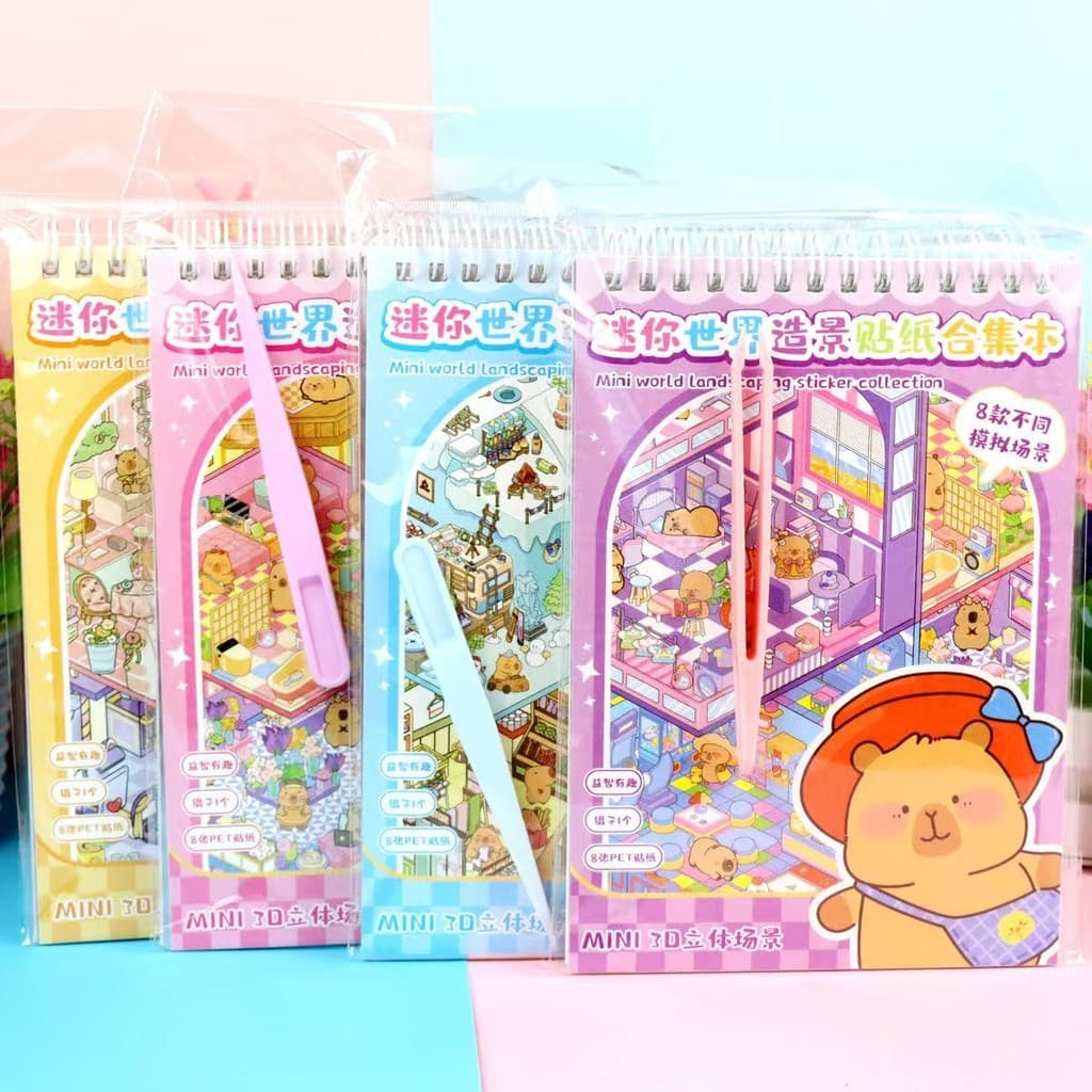 Kit de Adesivos 3D para Montar Seu Mini Mundo-Atividade DIY Infantil com CAPIVARA