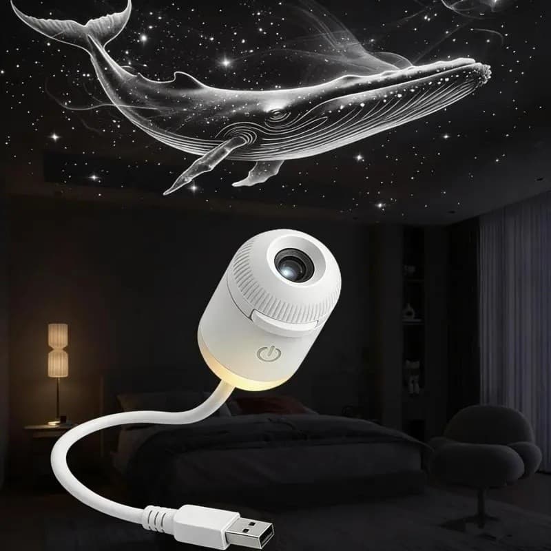 Luz noturna de projeção dois em um, projetor USB Galaxy, equipado com 12 filmes de projeção deslizantes aleatórios, proj