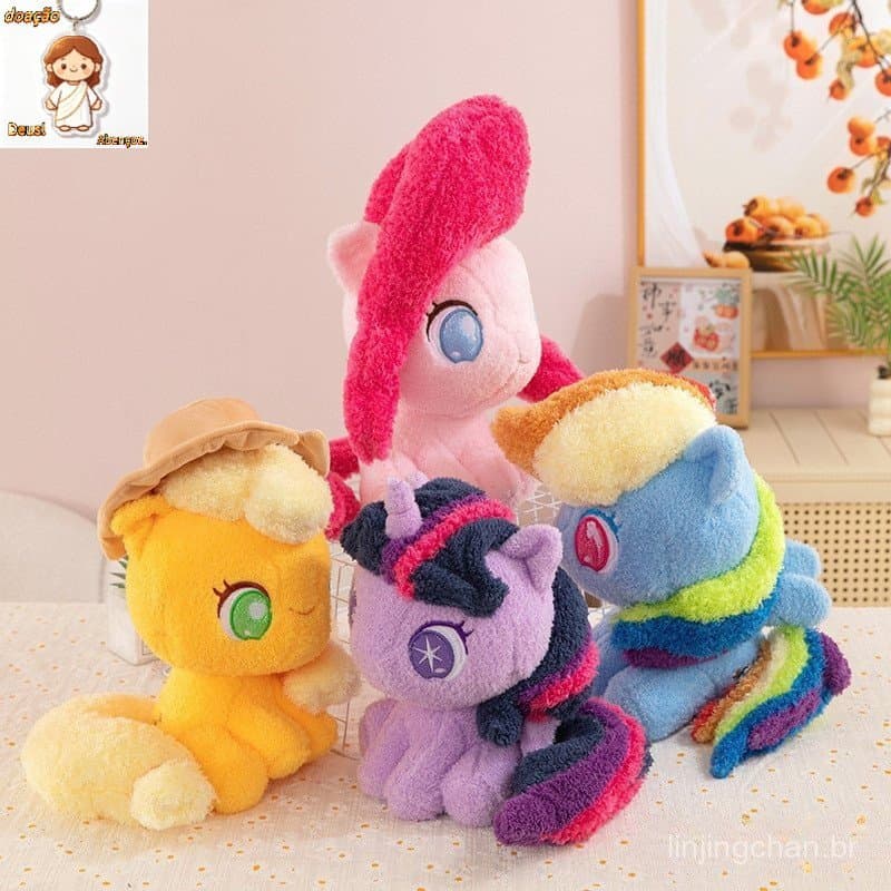 《PS1》Q Versão Brinquedo de Pelúcia My Little Pony para Meninas Twilight Sparkle Rainbow Dash Peter Pan Toy SP1