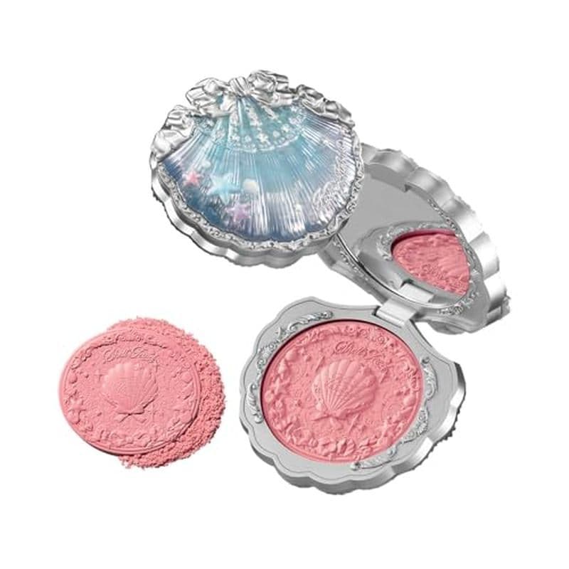 Flor Sabe Concha's Jewel Collection Blush De Cetim De Seda , Em Pó Rosa Pêssego Brilhante Para Bochechas , Embutido & am