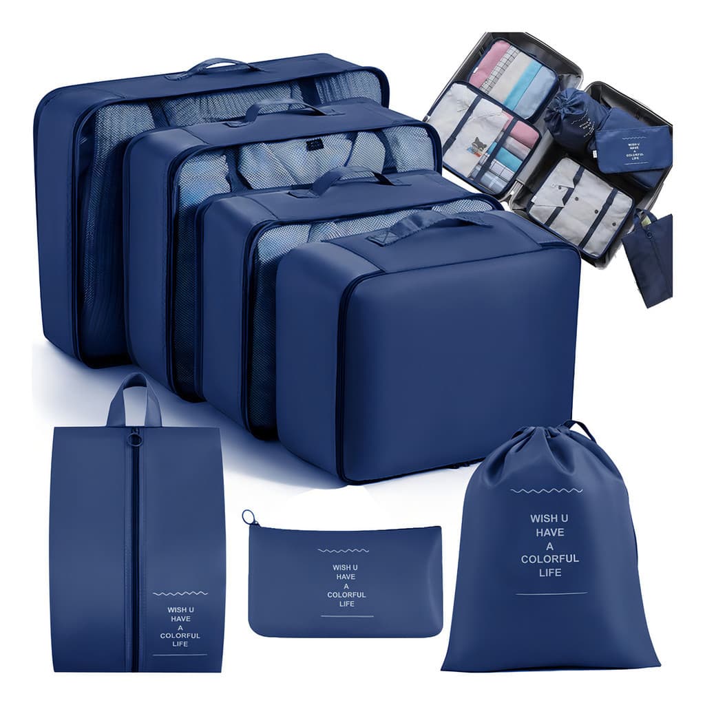 Organizador De Malas Bolsas De Viagem Kit 7 Necessaire Desenho Do Tecido Liso