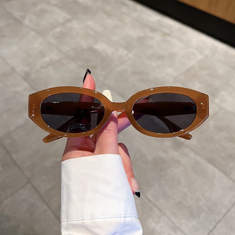 Óculos de Sol Ovais Vintage Femininos, Óculos de Sol Retro de Moda, Nova Marca de Luxo, Lentes UV400, Óculos Femininos Y