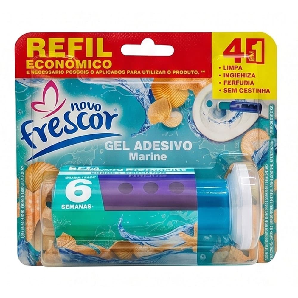Refil Gel Adesivo Novo Frescor Marine 38g Limpeza Contínua