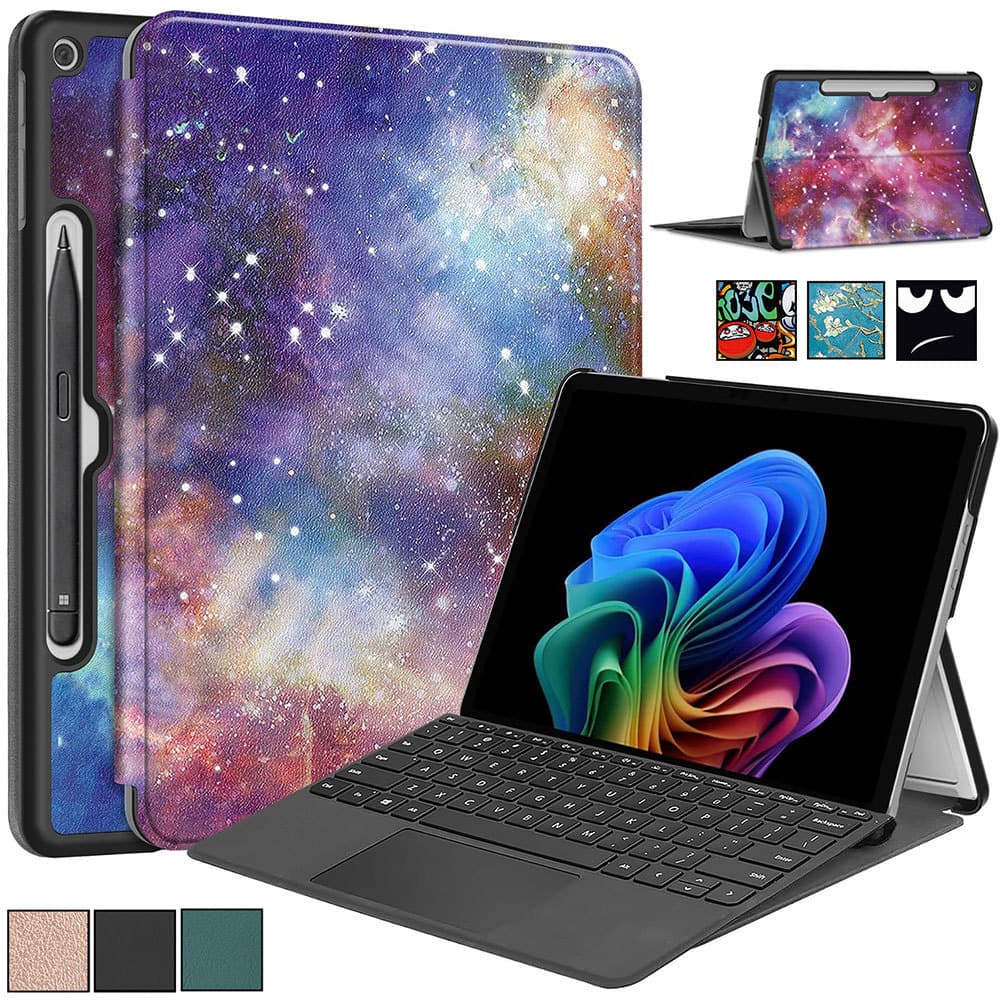 Capa Flip Com Suporte Multiângulo Para PC Rígido Traseira De Couro Fino Microsoft Surface Pro 12 Polegadas 1a Edição (20