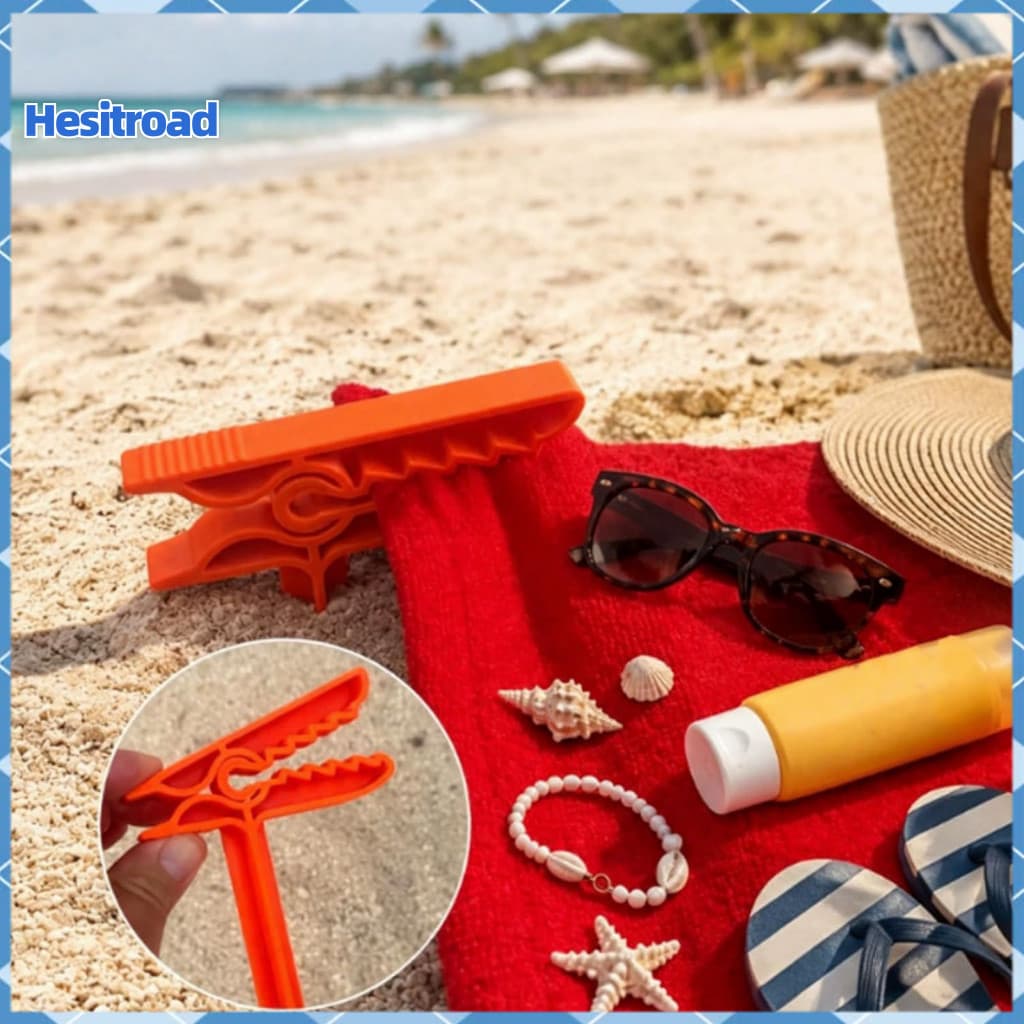 4pcs Windproof Beach Towel Clips Outdoor Picnic Blanket Stakes Portable Sand Spikes Holder for Secure Mat Fixing – Per