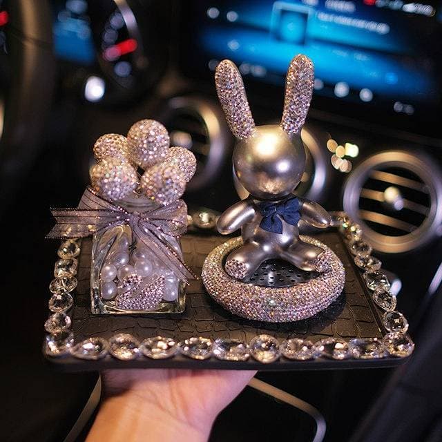 Console central do carro ornamentos High-End influenciador carro Perfume aromaterapia diamante-cravejado coelho Interi