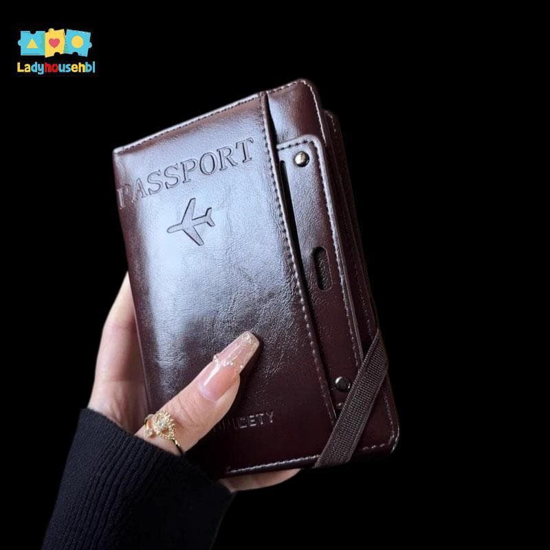 LAHG > Novo Porta-Cartões de Couro Vintage, Estojo para Passaporte, Acessórios de Viagem para Homens e Mulheres, Novo KC