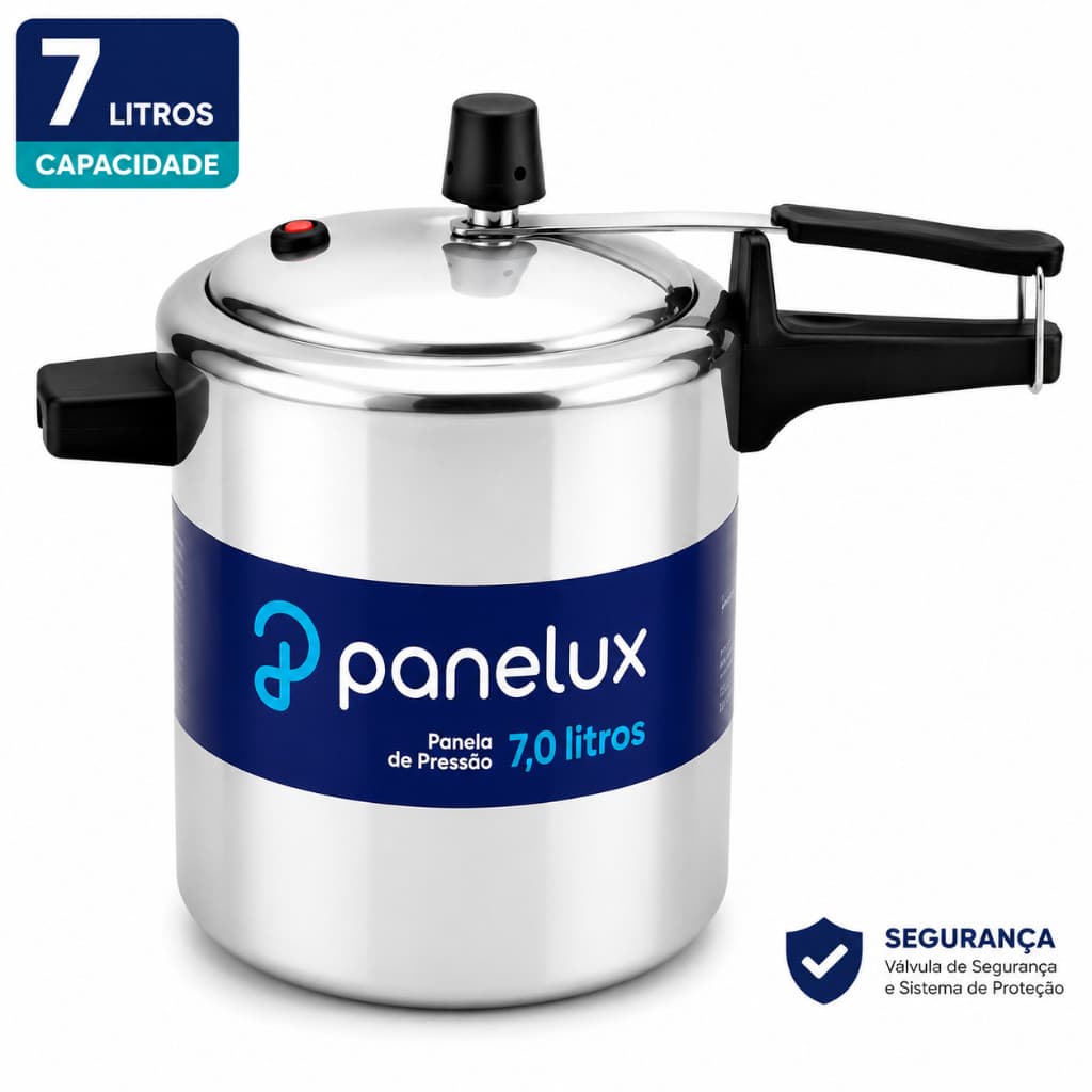 Panela De Pressão 7 Litros Panelux Alumínio Polido Com Válvula De Segurança