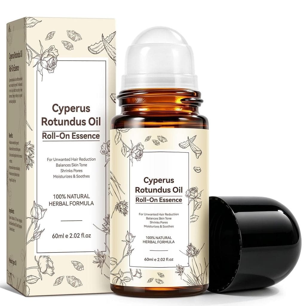 Essência Roll-On de Óleo de Cyperus Rotundus (2.02 Fl Oz) - Óleo Natural de Cipreste Saad para Redução de Pelos Indeseja