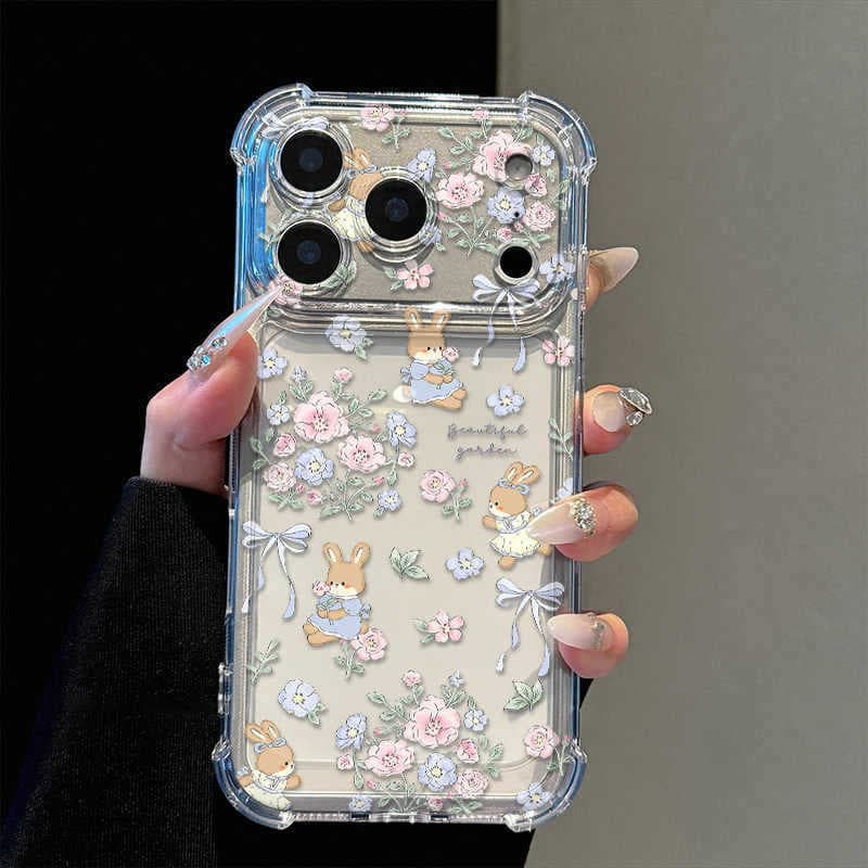 Adequado para xiaomi transparente caso de telefone Floral coelho simples Airbag resistente ao choque xiaomi 17 caso maci