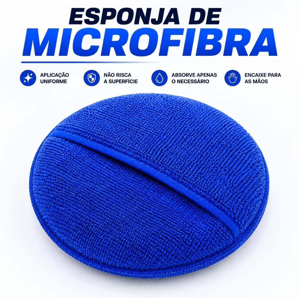 Aplicador de Cera de Microfibra Azul Com Encaixe para Mãos Aplicar Cera Automotivo Luva Carro/Moto