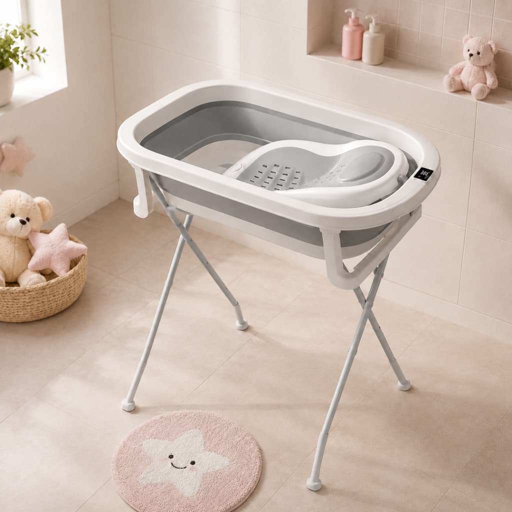 Banheira Infantil Com Suporte Elevado Banheira Inteligente Para Bebê Com Sensor Temperatura 40L