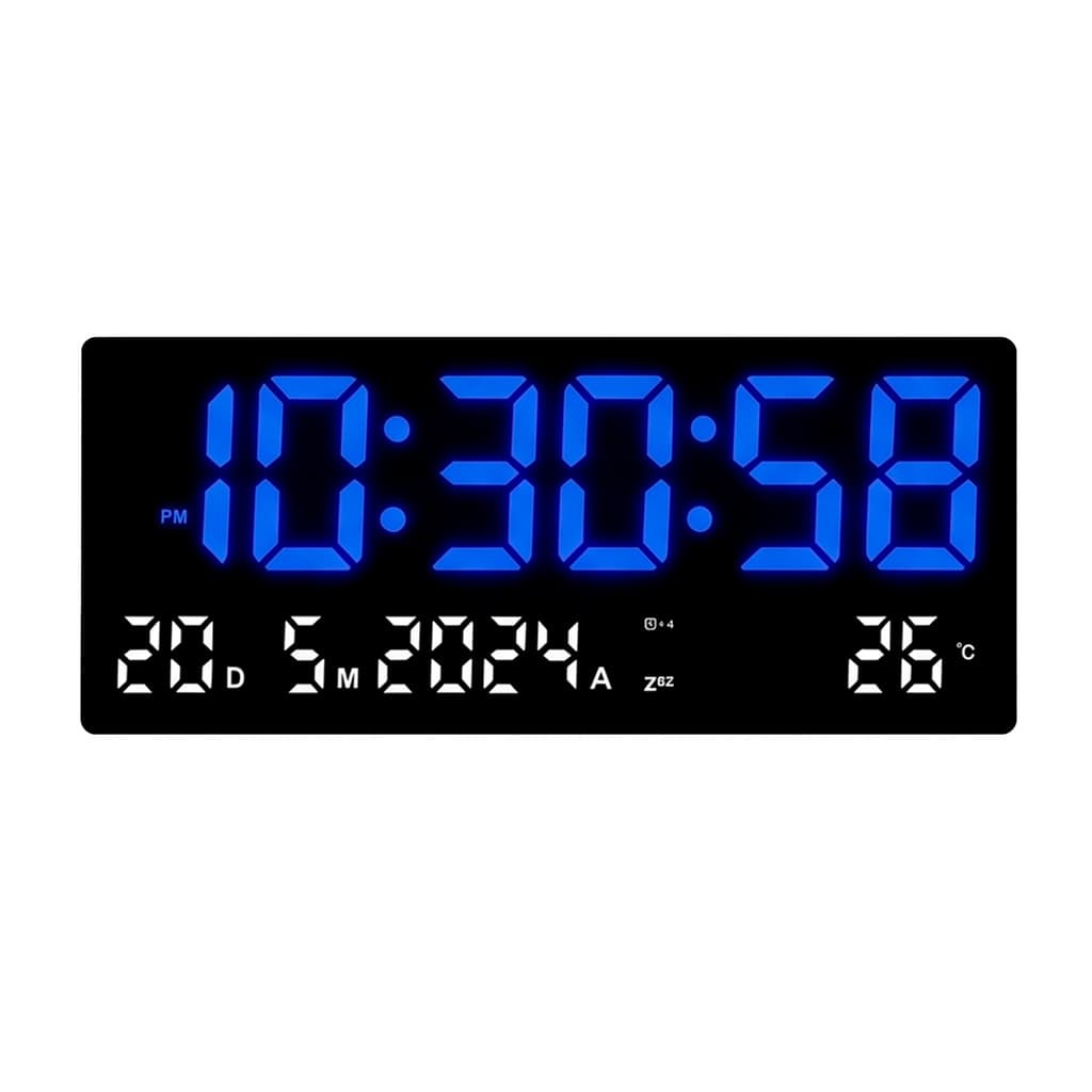 Relógio Digital LED De Mesa Wassay Despertador Calendário Temperatura Visor Grande