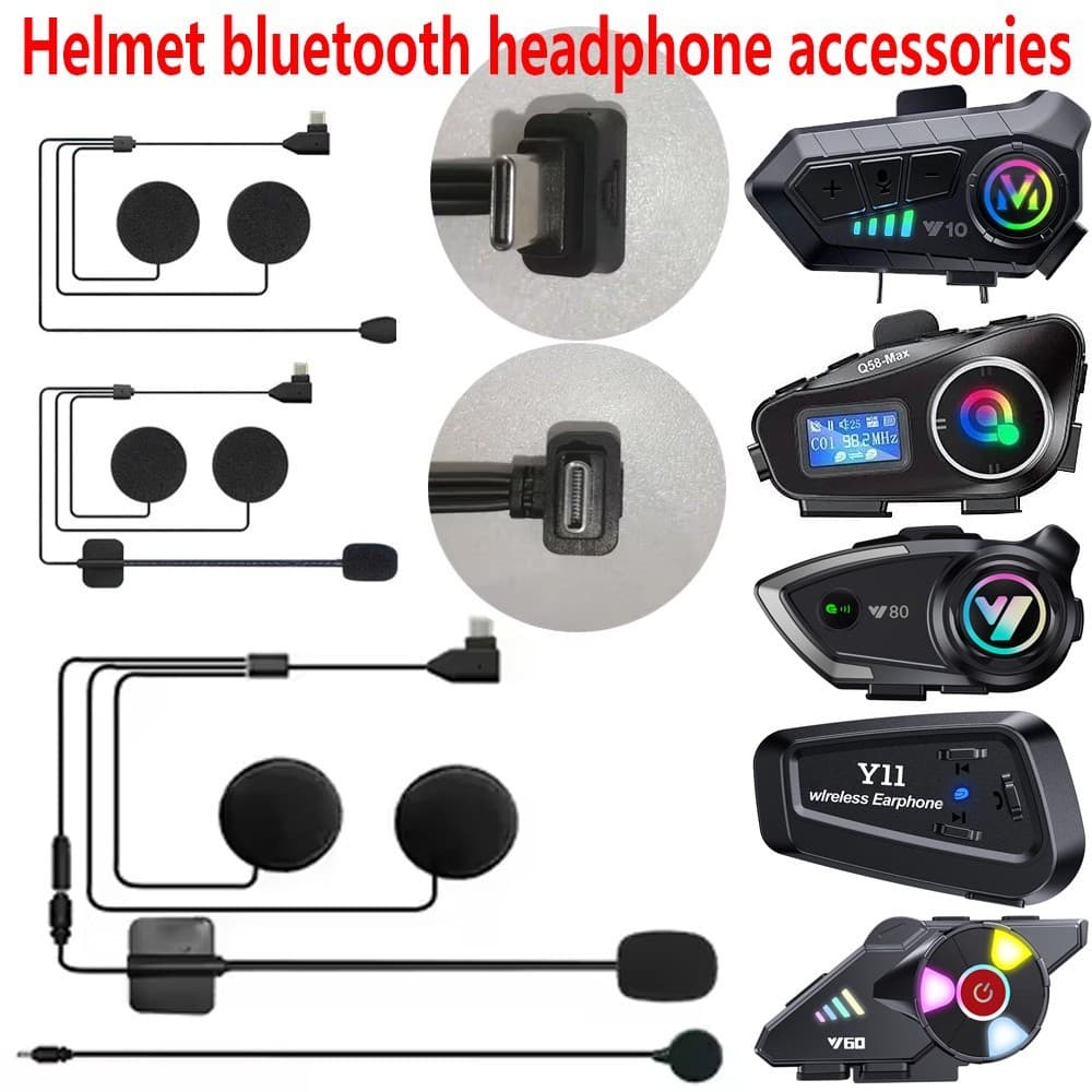 Capacete Bluetooth Fone De Ouvido Interfone Microfone Acessórios Completo Meio 3/4 Cabo