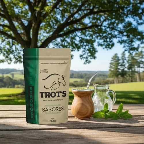 Erva Mate Terere 500g Sabor Menta Stronger Trots Pura Folhas